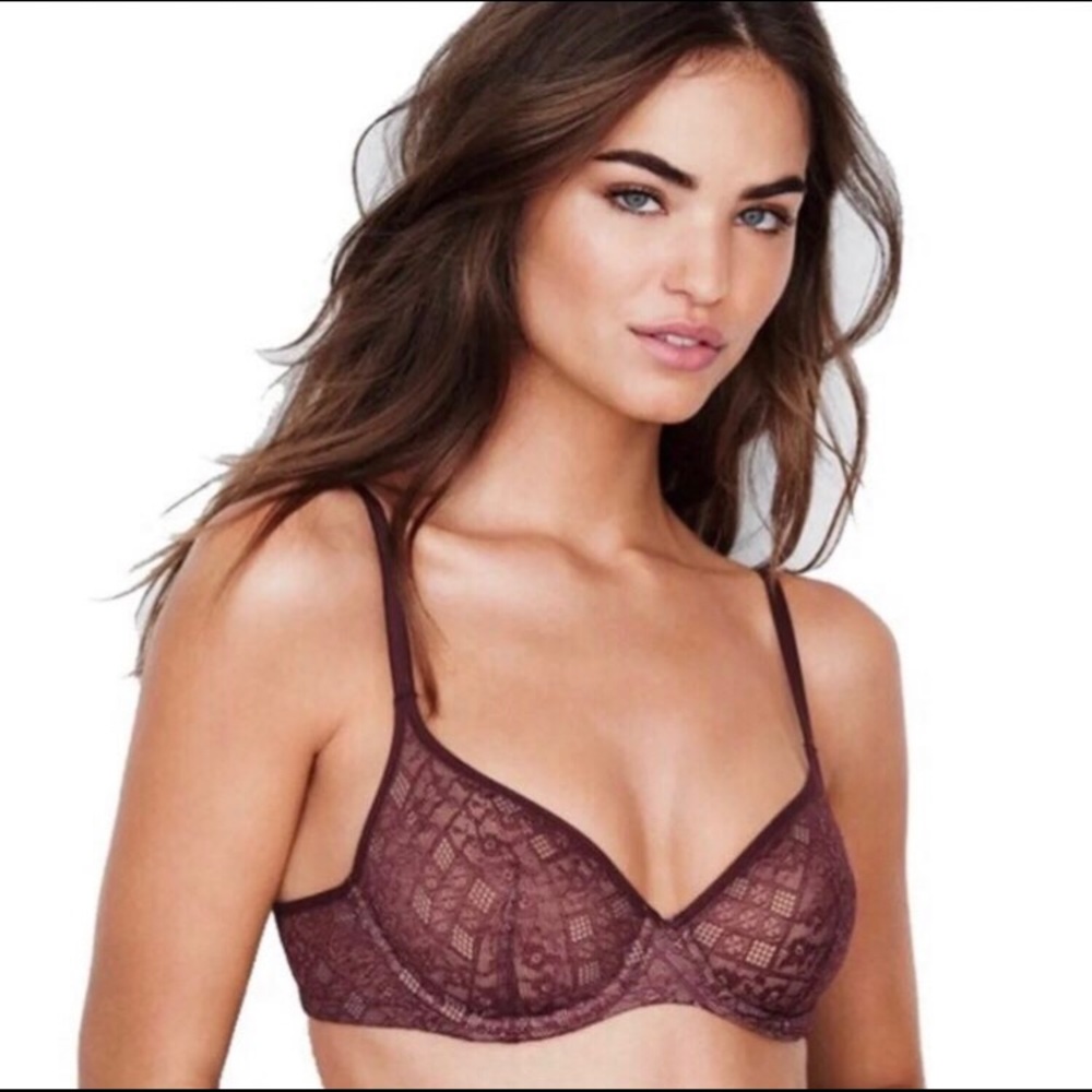 Victoria’s Secret Maroon Lace Unlined Demi Bra - Picture 1 of 5